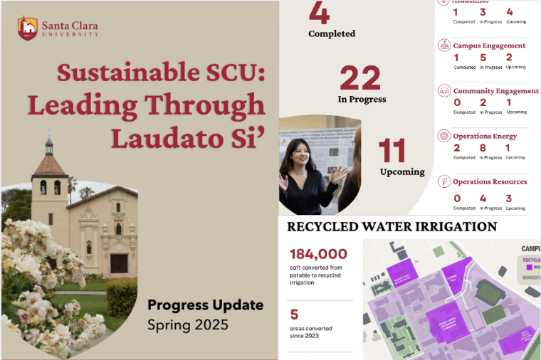 Leading Through Laudato Si Spring 2025 Progress Update: Thumbnail collage of pages